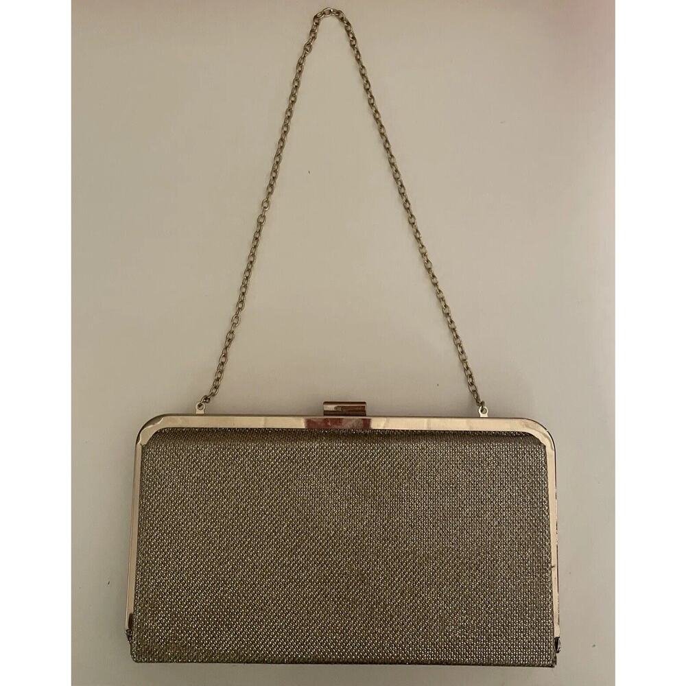 Beautiful Oasis Glitter Hardcase Clutch‎ Bag/Hand Bag With Gold Chain